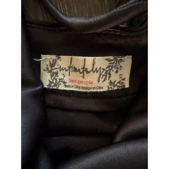 Intimately Free People Tongue Tied Black Satin Mini Dress W/ Lace-Up Back Size X - Picture 3 of 9